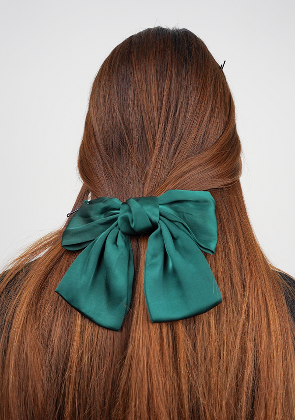 Silk Bow Clip Green